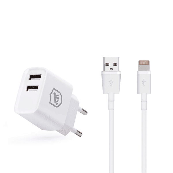 KIT CARREGADOR FLEX + CABO DINAMIC LIGHTNING / USB BRANCO 1M