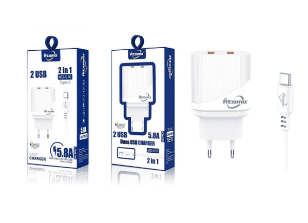 Carregador TYPE C ÁTOMO 2 USB 5.8A MO-010